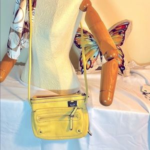 Tignanello Yellow Pebbled Leather Crossbody Bag NWOT